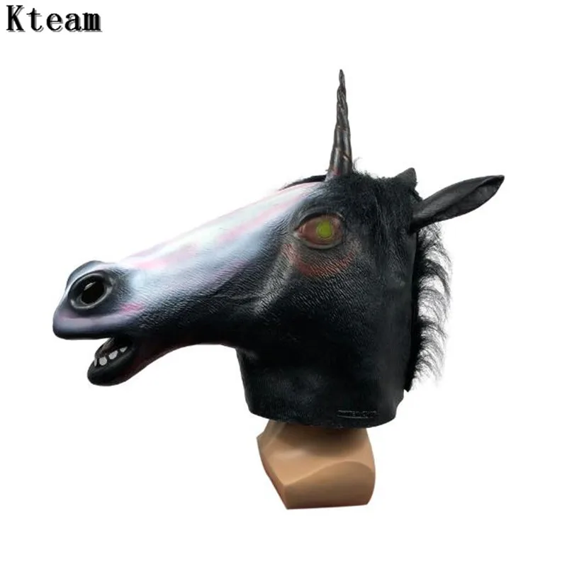 

Hot Sale Full Face Halloween Horse Mask Unicorn Mask Novelty Creepy Head Latex Brown Costume Theater Prop Party Mask Christamas