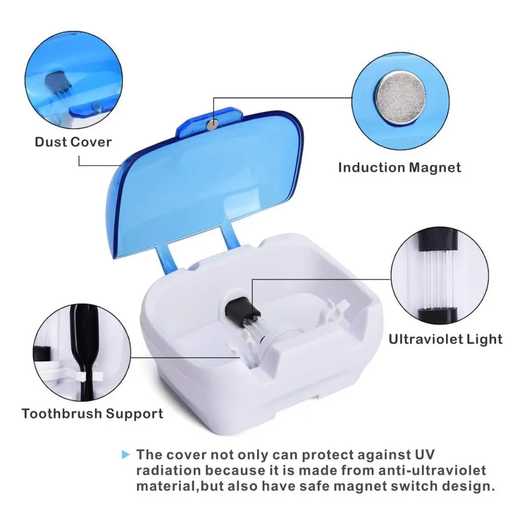 Toothbrush Holder Sterilizer For 2 Teeth Brushes UV Lamp Disinfection Box Wall-Mounted Toothbrush Holder Health Dental Care