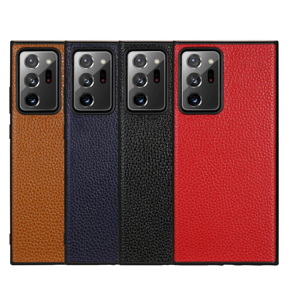 

Litchi Pattern Genuine Leather Shockproof Full Protection Back Cover Case for Samsung Note 20 Ultra