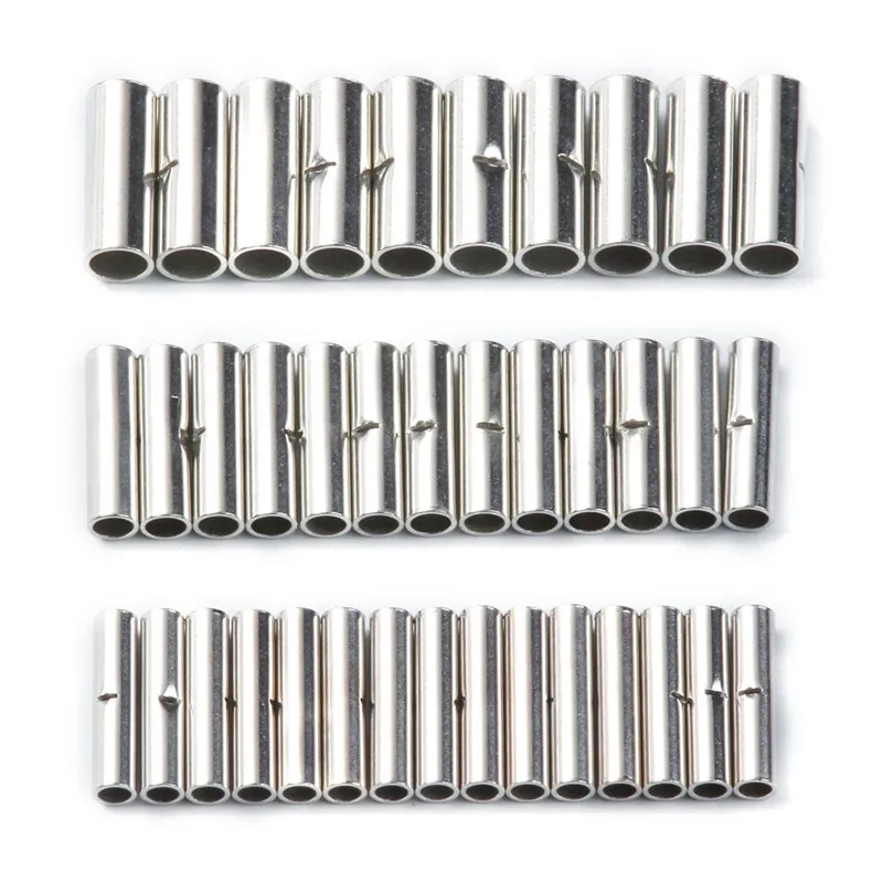 50Pcs Butt Splice Connectors Copper Tinned Splice Cord Pin End Uninsulation Crimp Terminal Kit 12-10AWG