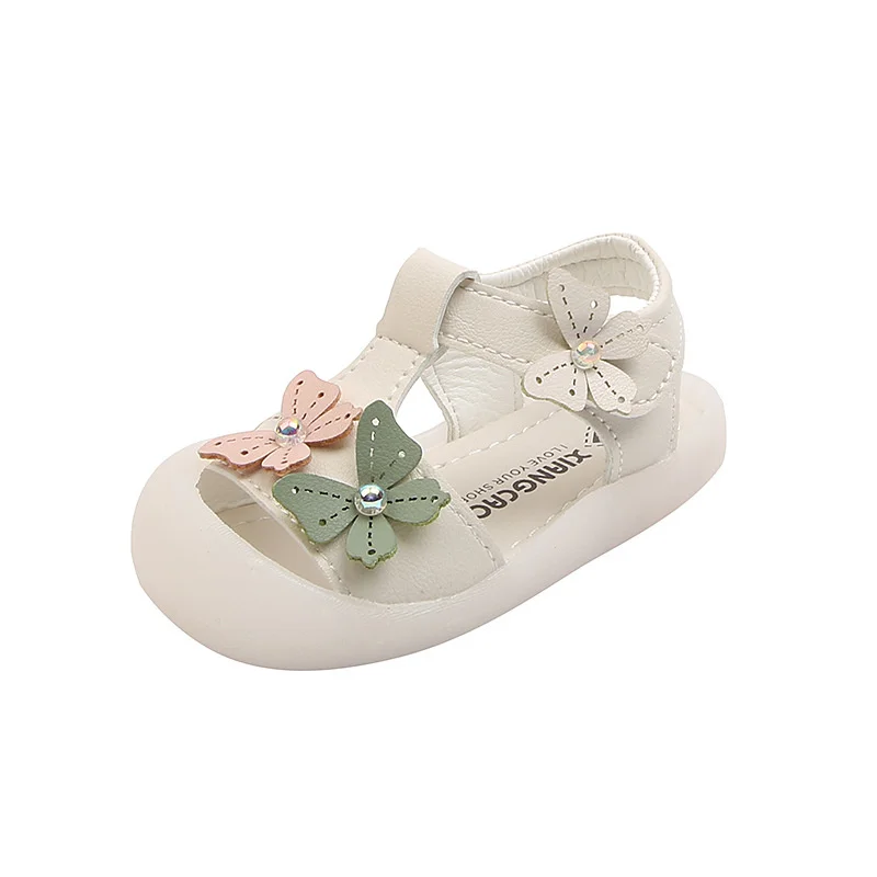 Summer Kids Infant Korean Princess Dress Shoes For Toddler Baby Girls Pink Beige Flats Flower Sandals 6M 8M 1 2 3 4 5 Years Old