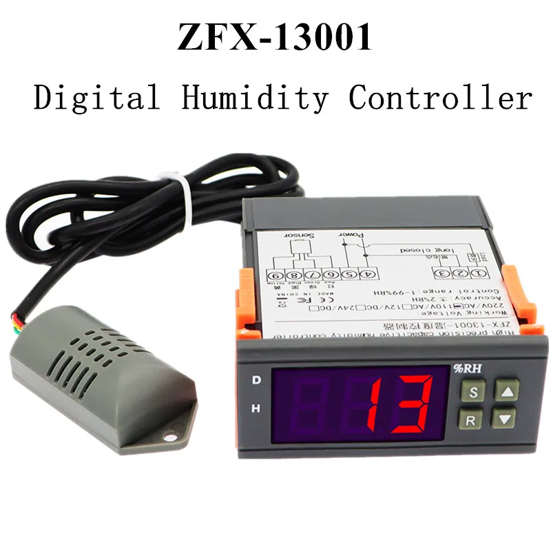 ZFX-13001 Digital Humidity Controller 1% ~ 99% RH Hygrometer Controller 220V 10A Hygrostat Humidistat PU Delay Protection