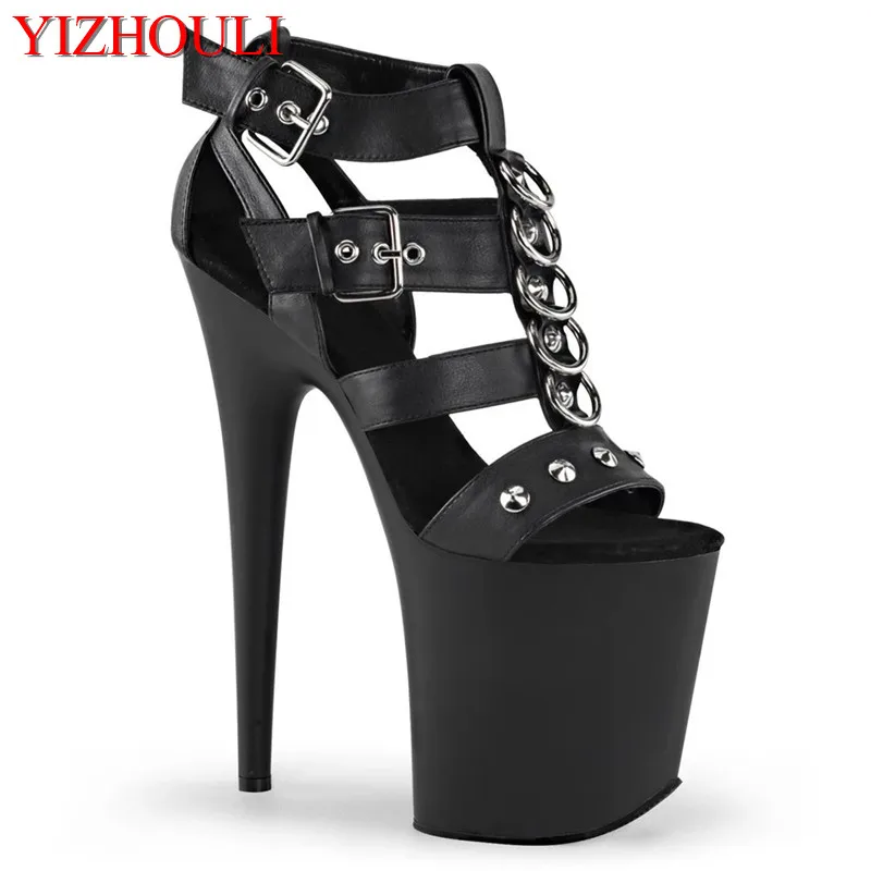 

Sexy 20-23 cm stiletto heels, 8 inch fashion banquet button decorated stiletto heels, stage performance sandals