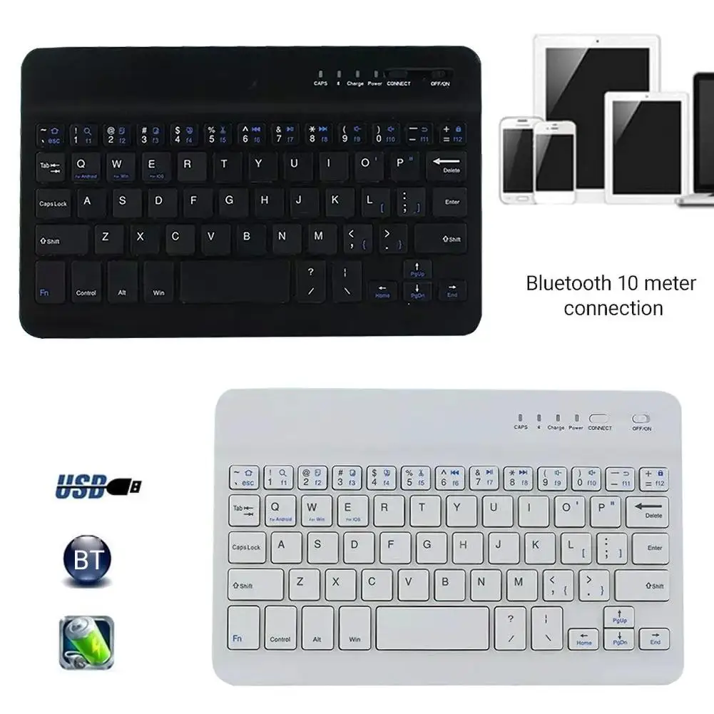 7/10inch Mini Slim Wireless Bluetooth Keyboard Keypad for Phone Tablet Laptop Small ultra-slim lightweight portable to carry