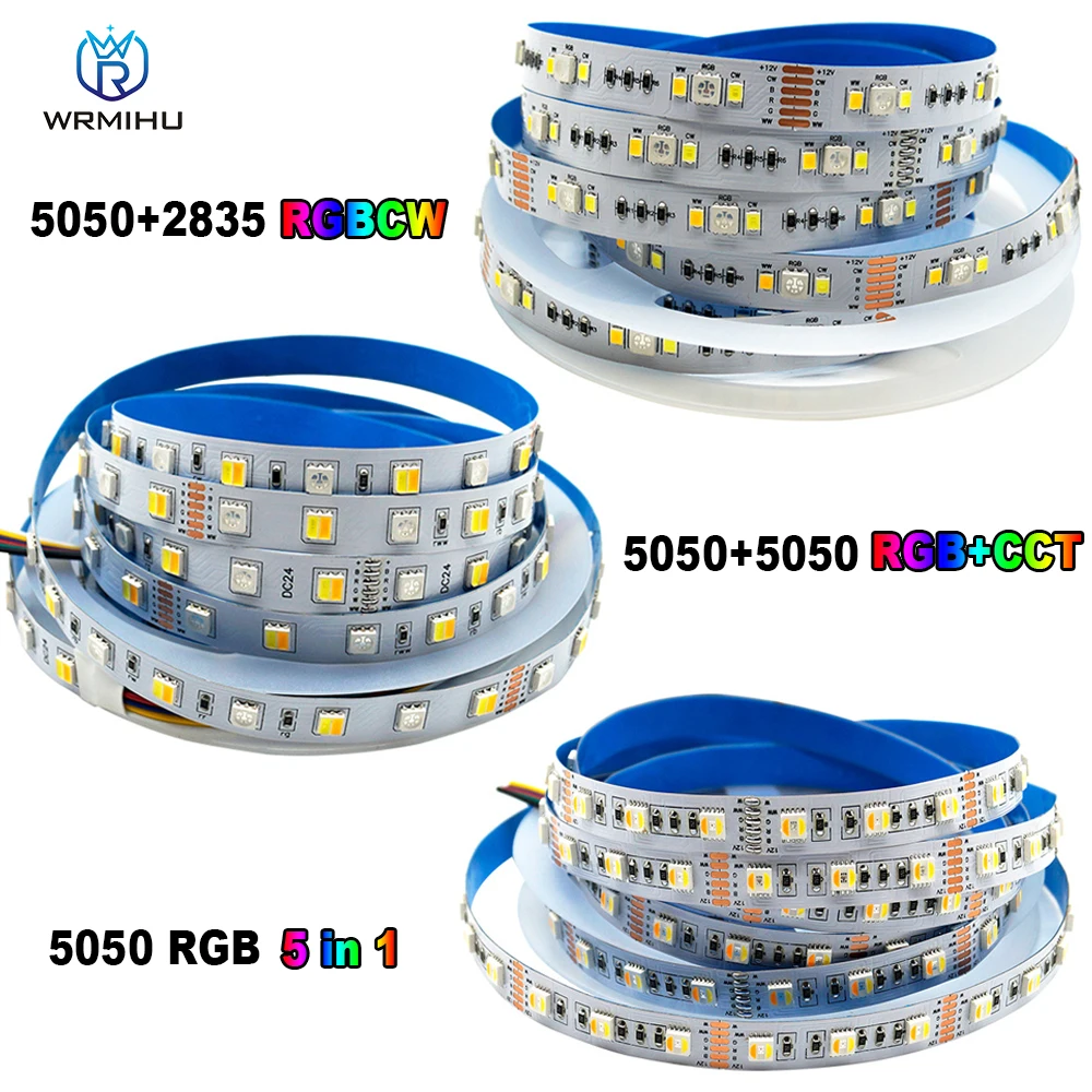 

5m/lot 12/24V SMD5050 5 in1 RGB+CCT(RGB+White+Warm White ) Flexible 60LED/m LED Strip Light For Building Ceiling Display Cabinet