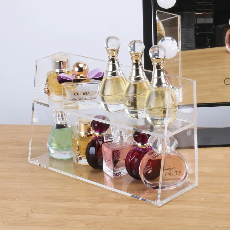 

Perfume Collection Shelf Bathroom Dressing Table Cosmetic Storage Box Make Up Skin Care Organizer Acrylic Dustproof Desktop Tray