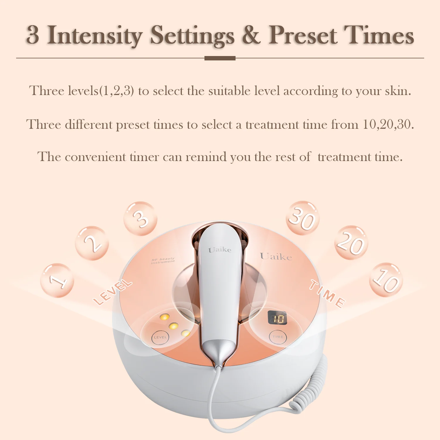 Uaike uso doméstico máquina de enrijecimento de pele facial com rádio frequência rf para remoção de rugas, anti envelhecimento, rejuvenescimento de pele em corpo inteiro