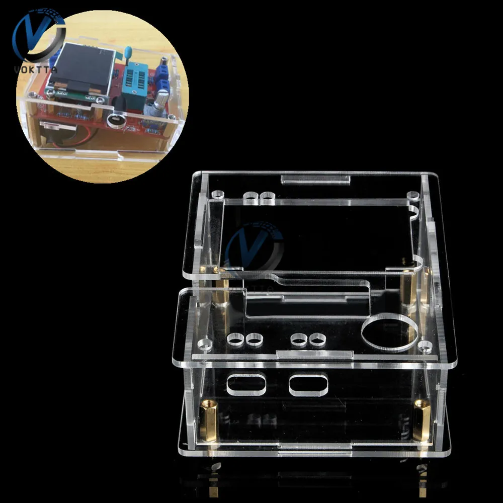 Mega328 Transistor Tester Case Shell Clear Acrylic LCR-T4 M328 Protect Cover DIY Kits Box Holder