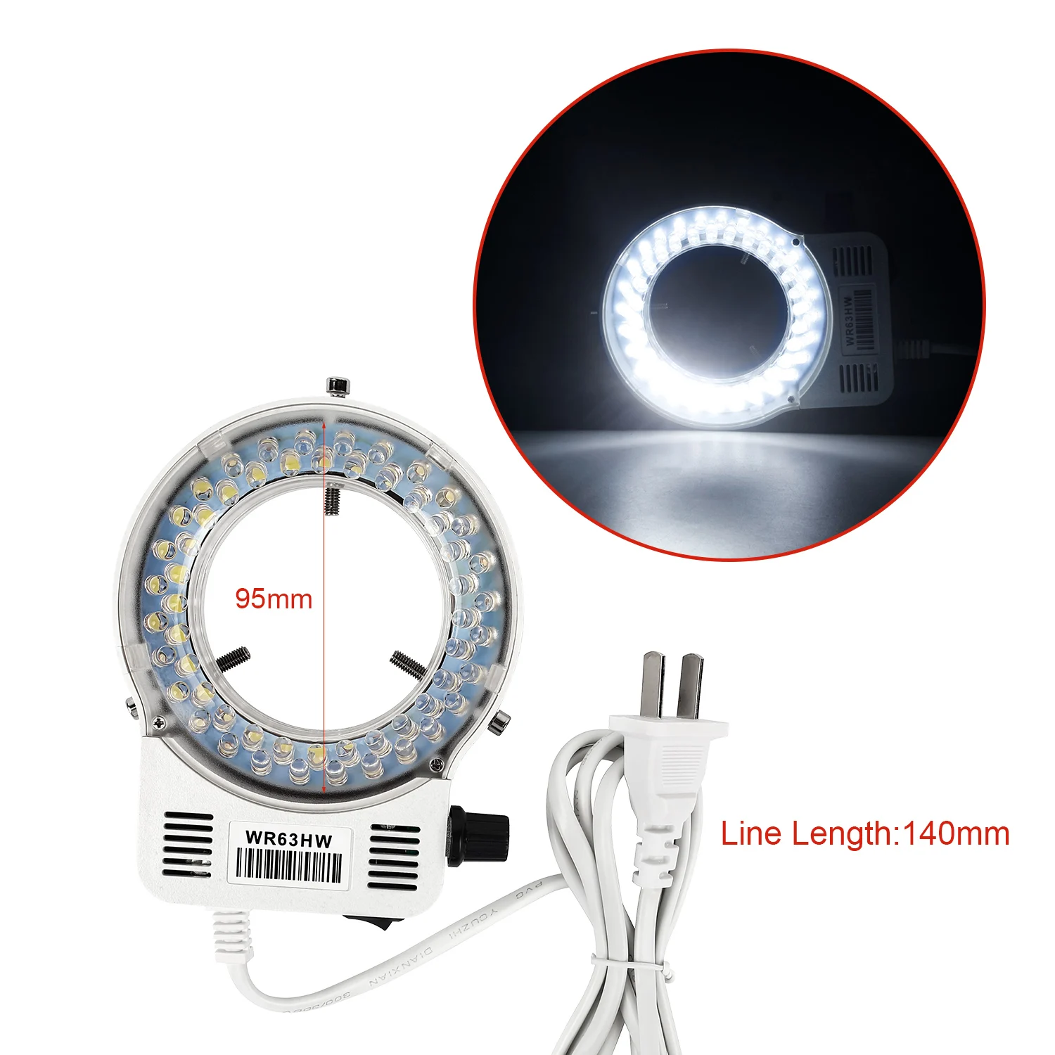 100% Adjustable 7000K Lamp LED Circle Light Microscope 56 LED Ring Light Illuminator For Binocular Video Microscope Lens Camera