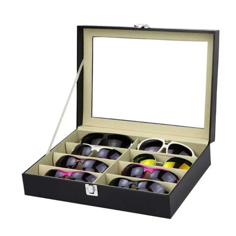 8 Slot Eyeglass Sunglasses Storage Box Men Women  Glasses Display Case Organizer Collect Boxes Transparent Durable