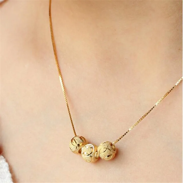 24K Gold Color Charm Necklaces For Women Buddha Beads Pendant & Necklace Collier Femme Choker Wedding Jewelry Accessories Gifst