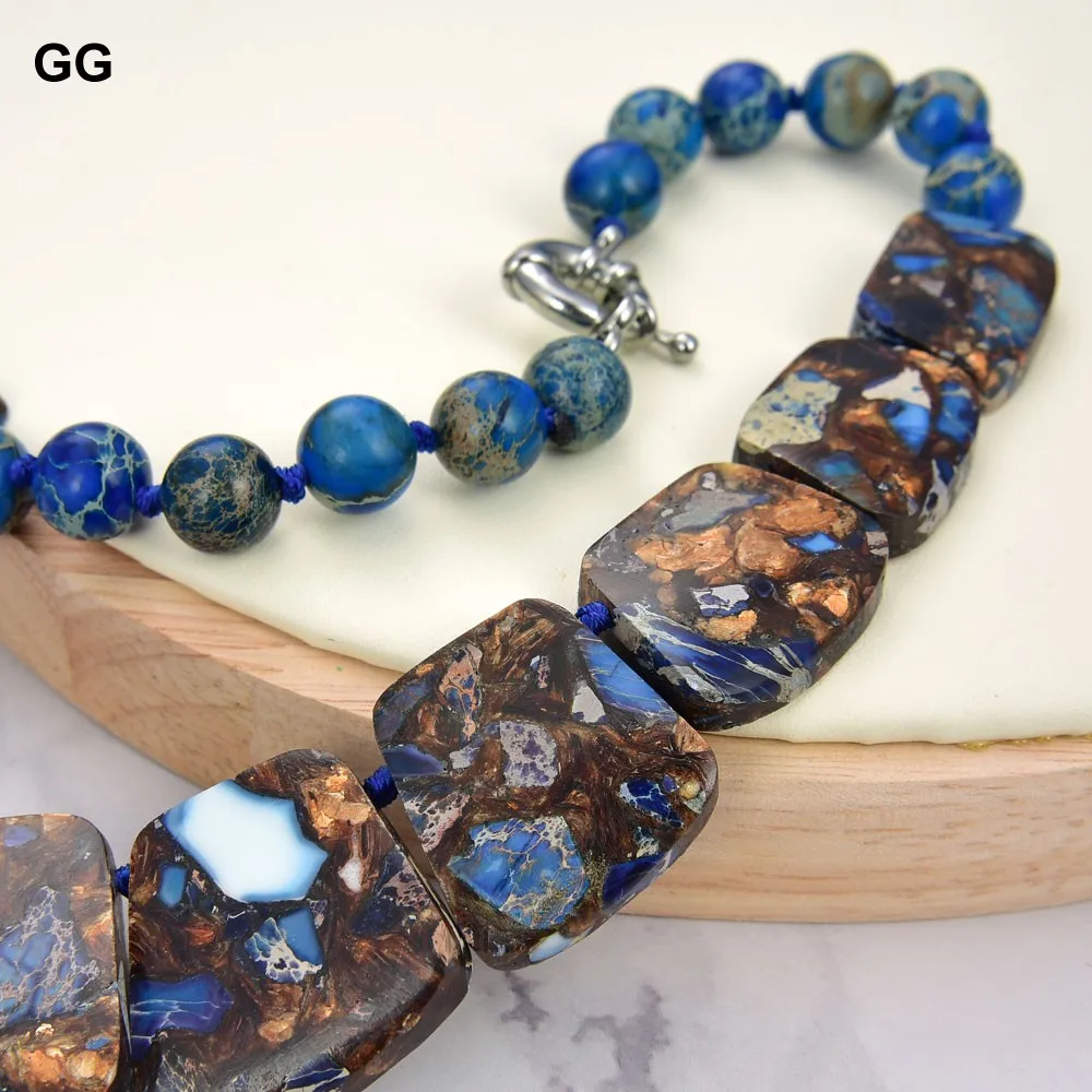 G-G 19\'\' Mixed Color Sea Sediment Imperial Jasper Graduated Necklace