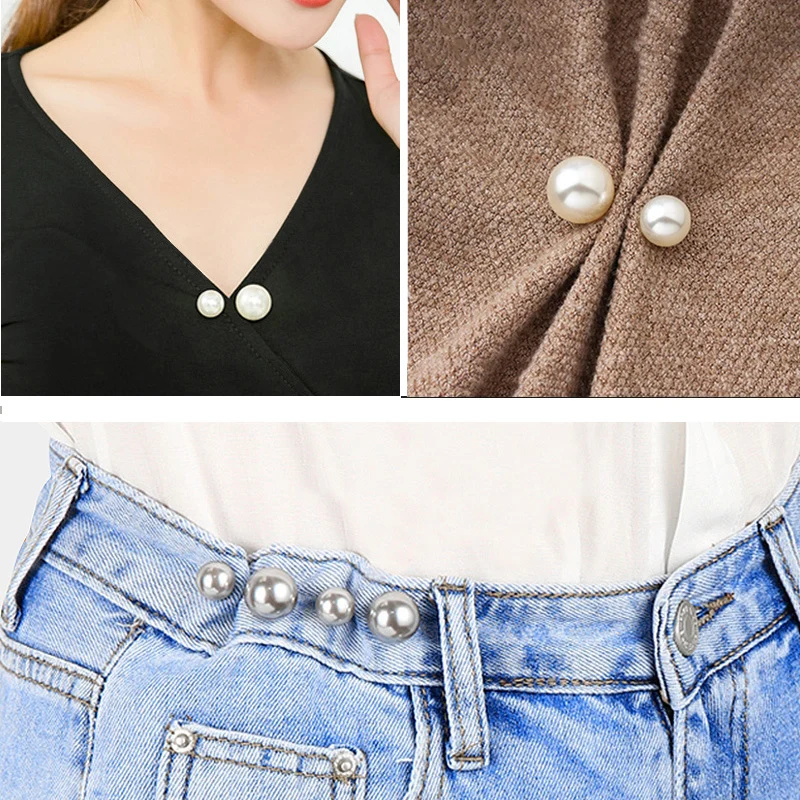 Simple Double Pearl Brooch Sweater Collar Needle Brooch Pins Clothing Accessories Brooches for Women