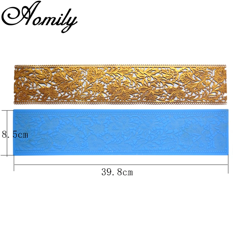 Aomily Noble Flower Lace Silicone Mold Wedding Cake Border Decoration Tool Fondant Cake 3D Mold Food Grade Mat Mould Baking Mold