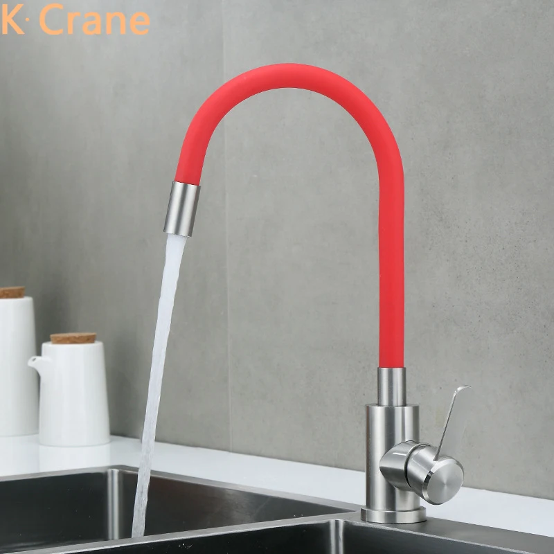 

Flexible Kitchen Faucets Hot Cold Water Mixer Tap SUS304 Stainless Steel Sink Grifo One Hole Single Handle Torneiras Modern Taps