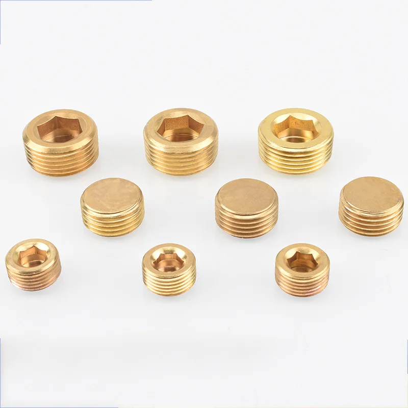ชายทองเหลือง Hex End Cap Plug อุปกรณ์ท่อเมตริกอะแดปเตอร์ตัวเชื่อมต่อ1/8 "1/4" 3/8 "1/2" 3/4 "1" BSP