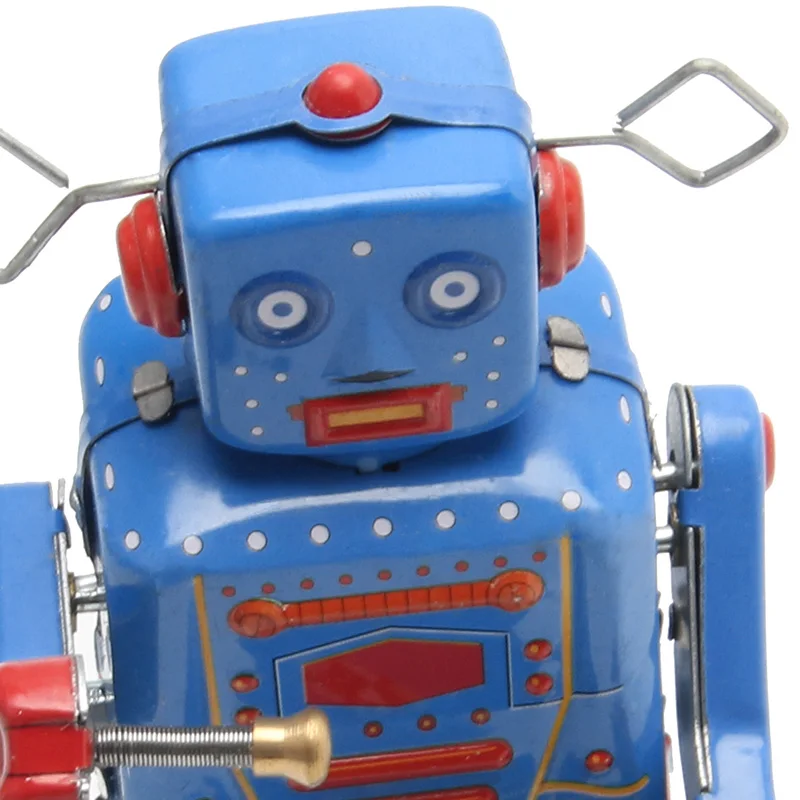 Retro Clockwork Wind Up Metal Walking Robot Toy Vintage Collectible Kids Gift Y4UD