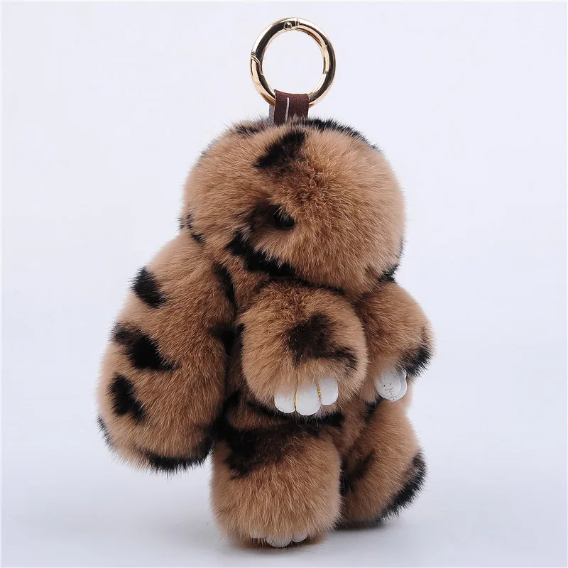 Fur bunny keychain Pendant Rex Rabbit's Hair Bag Automobile Key holder ring chain Jewelry Exceed Adorable Rabbit toy keychain