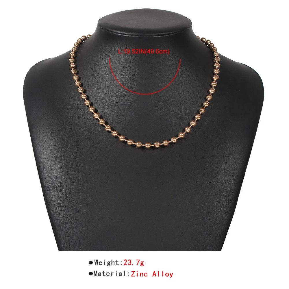 New Simple Gold-plate Necklaces For Women Multilevel Female Fashion Metal Bead Chain 2021 Necklace Jewelry Gift Wholesale