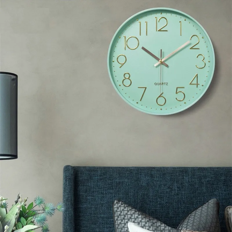 12 cal mięta zielona Nordic zegar ścienny minimalistyczna gruba granicy 3D zegary Reloj de pared wystrój domu dekoracje dla młodzieży pokój