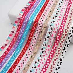 5 Meter Many Colors Printed Grosgrain Ribbon Polyester Fabric Tapes Heart Dots For Hair Bow Crafts DIY Accessories 3/8