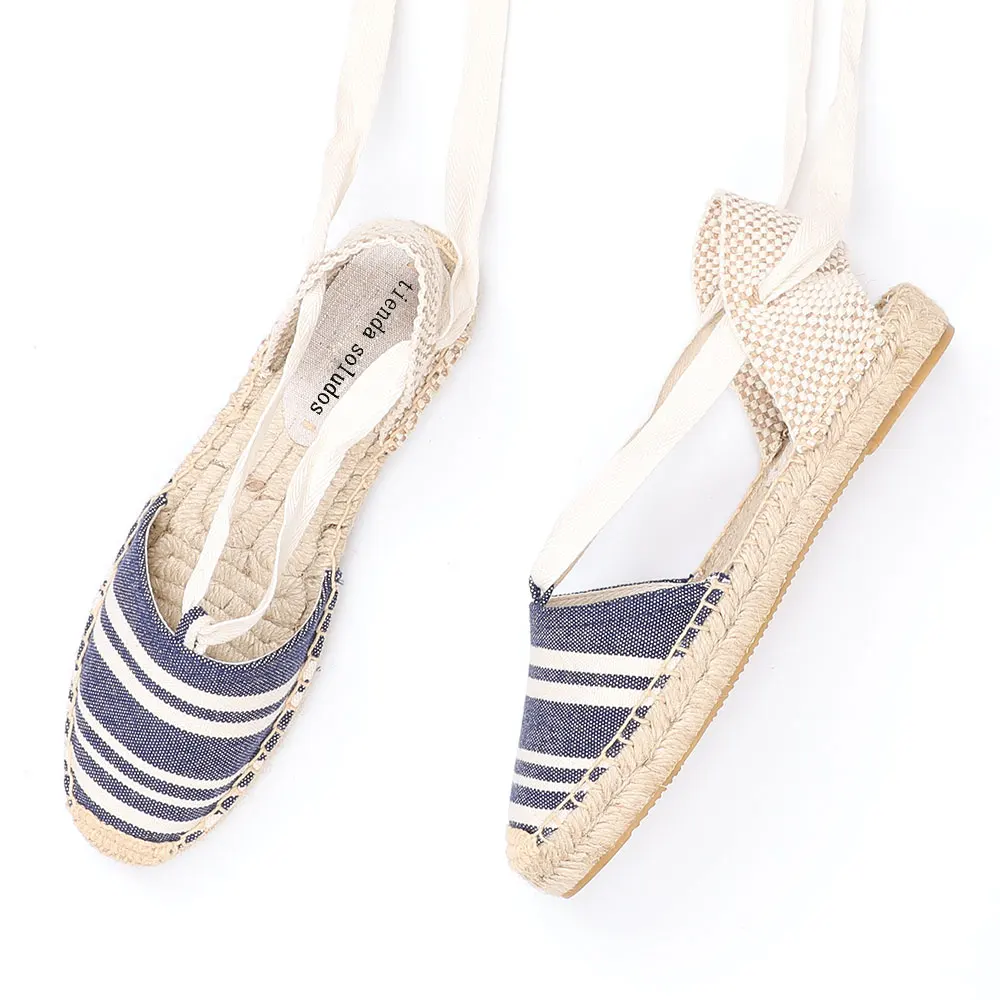 2021 Hot Sale Promotion Cotton Fabric Flat With Open Sapato Feminino Sandals Sandalias Mujer Womens Espadrilles Shoes