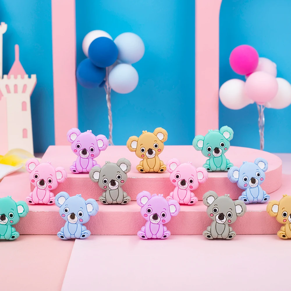 Sunrony 10pcs Mini Koala Flamingo Frog Owl Silicone Beads For Jewelry Making Charms For Bracelet DIY Pacifier Chain Accessories