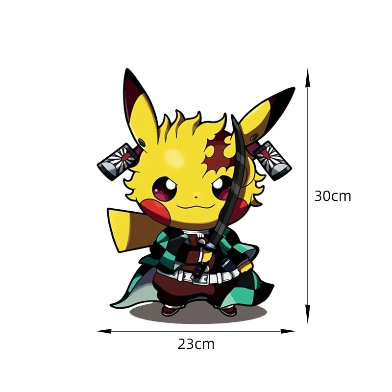 Cool Pokemon Pikachu COS Samurai Car Stickers Japanese anime Styling Waterproof Auto Window Scratch Decals Windshield Decoration