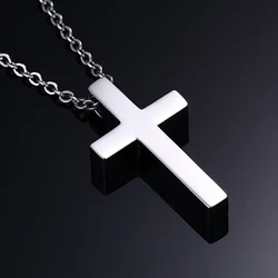 Vnox Classic Blank Cross Necklaces Prayer Christ Stainless Steel Men Women Religion Lucky Jewelry 20