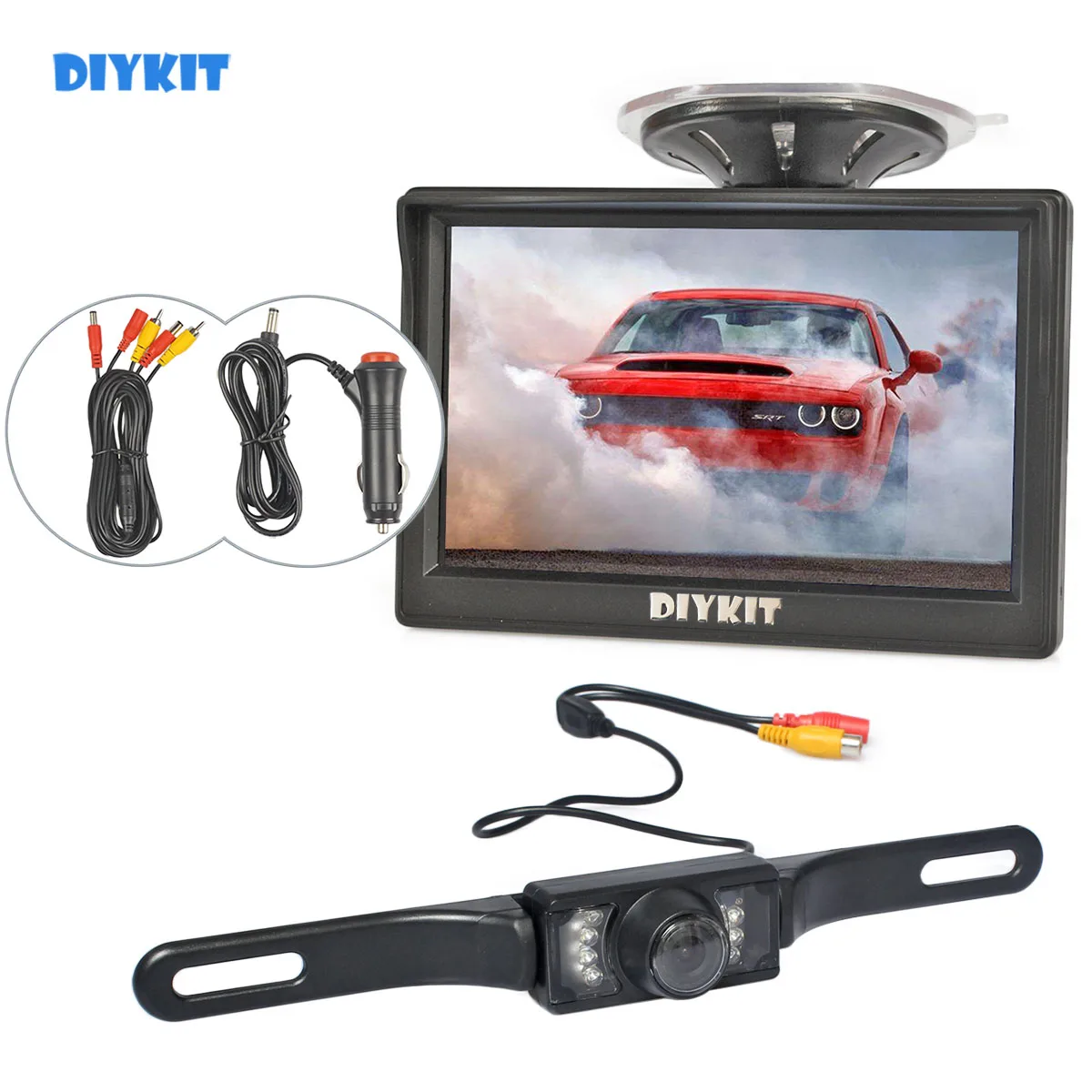 DIYKIT 5inch Backup Car Monitor Rear View Monitor Car Van Truck Parking IR Night Vision Reversing LED Camera Security System