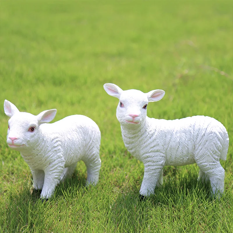 

Garden Cute Sheep Sculpture Accessories Garden Decoration Outdoor Animal Statue Creative Resin Courtyard Ornaments Decor Crafts