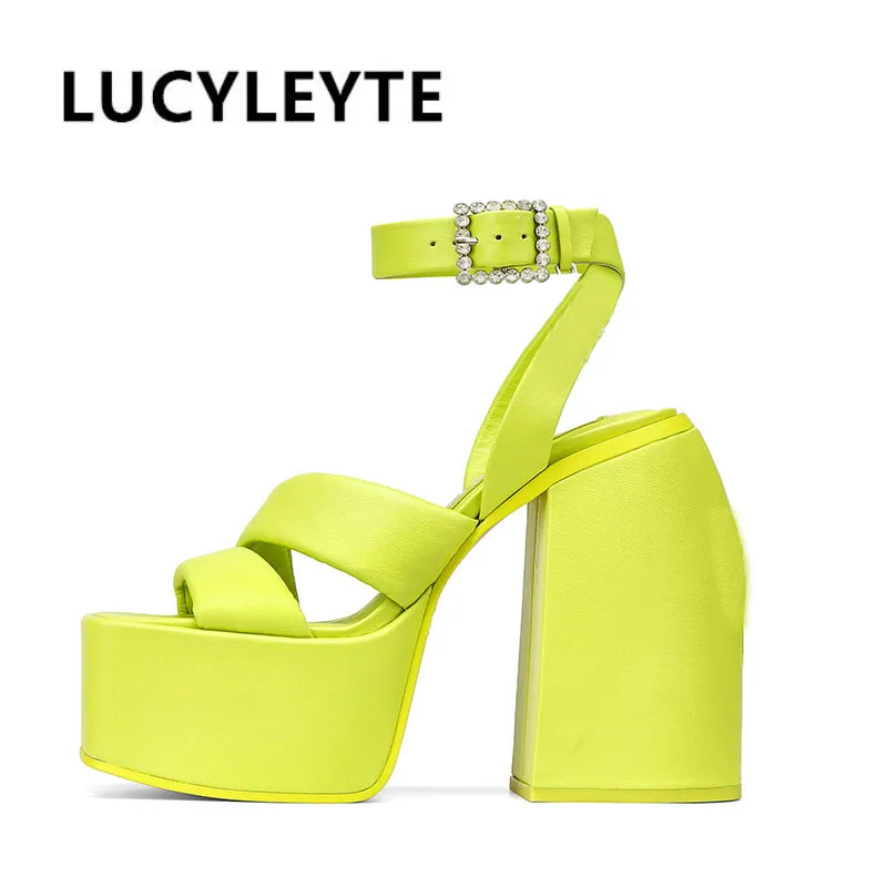 

Summer thick-soled slope with new luxury thick-heeled strap combination buckle female sandals mixed color summer fashion shoes