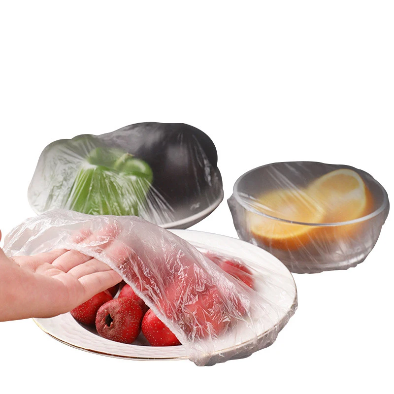 100 Pcs Food Grade Plastic Food Cover Stretch Lids Elastic Bowl Cover Kitchen Wrap Fresh Keeping Plastic Caps Cookware Kitchen