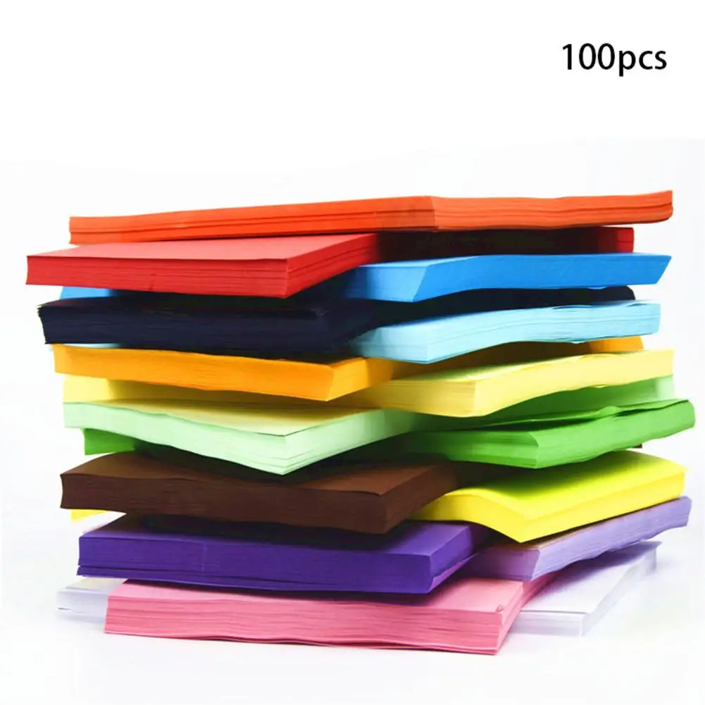 100Pcs Mix Color Multifunction A4 Crafts Arts Paper Office School Supplies