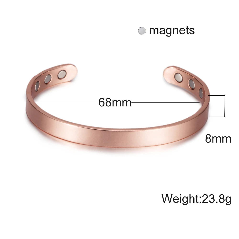 Men's Adjustable Pure Copper Magnetic Cuff Bracelet