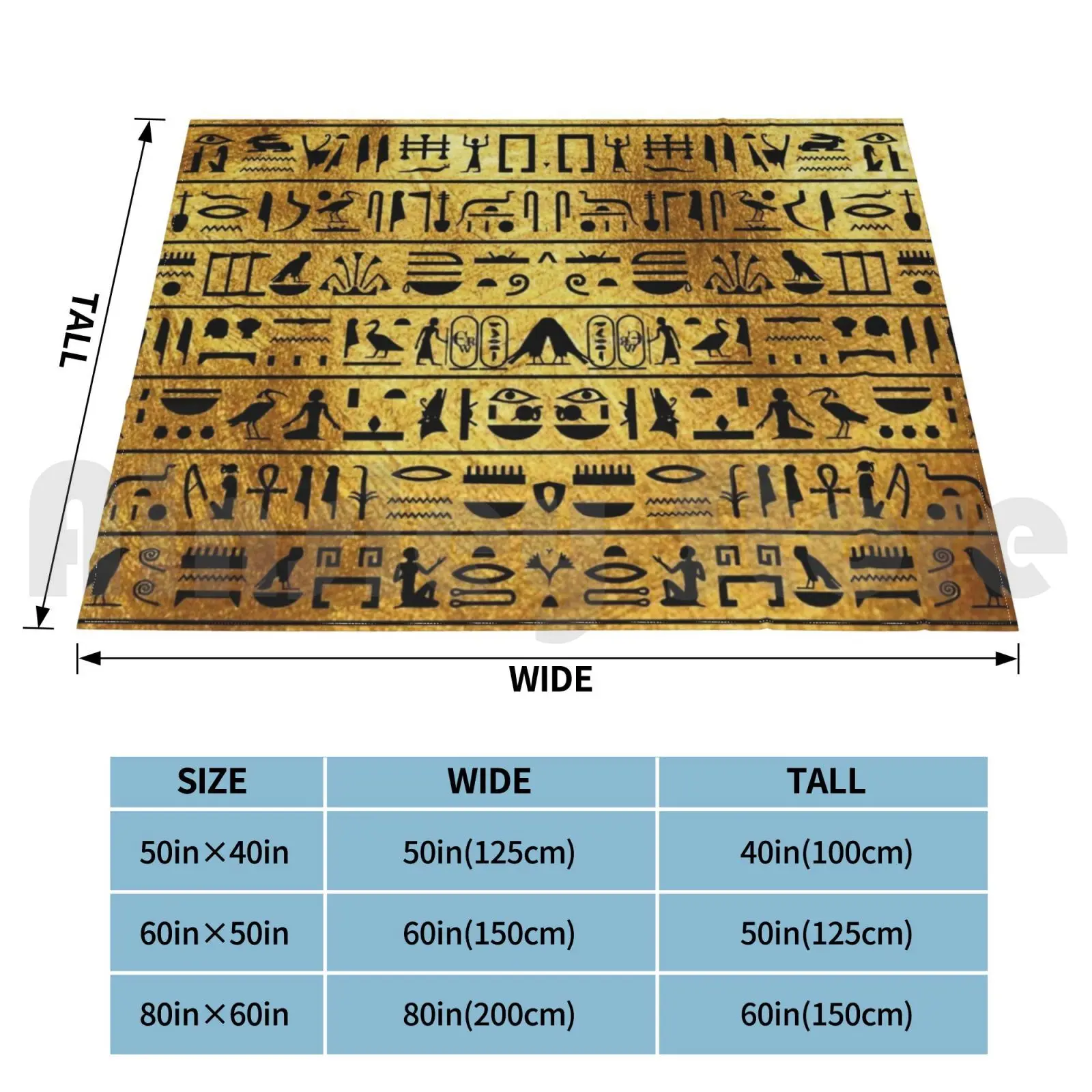 Gold And Black Hieroglyphics Blanket Fashion Custom 2235 Sphinx Giza Pyramid Khufu Cairo King Tut