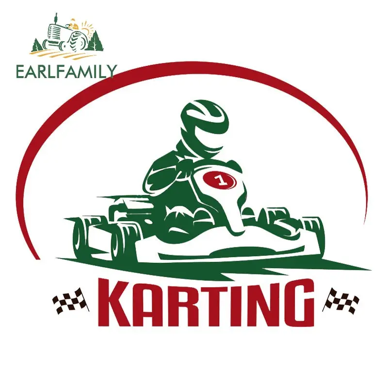 EARLFAMILY 13cm x 9.7cm Karting Sticker Racing Gokart Go Kart Car Stickers Vinyl Car Body Trunk 4x4 Decoration Funny Car Styling