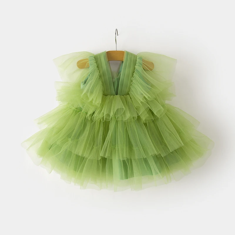 Baby Girls' Dress Children Princess Dress Green Ball Gown Girl's Birthday Prom Dress For 1-6Y Cupcake Dress Girls' Birthday Gift