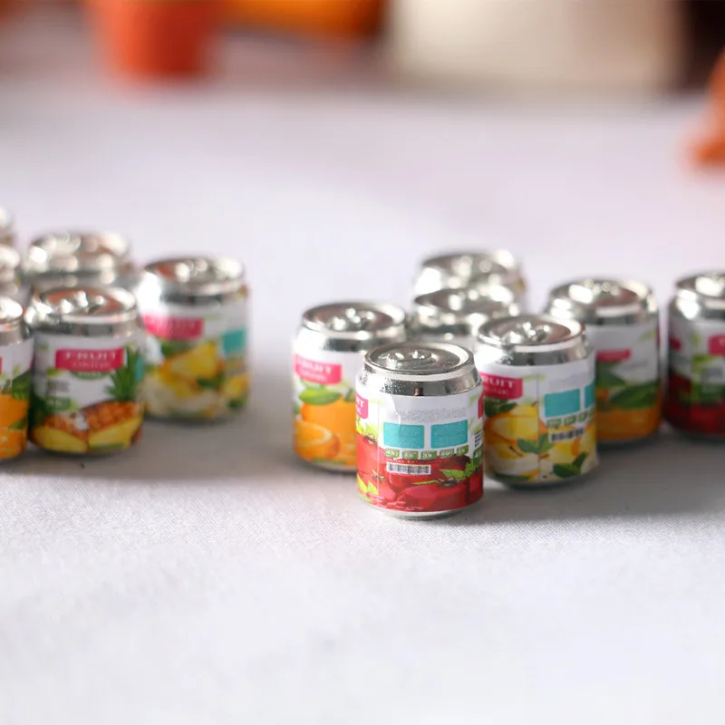 4 pçs/lote 1:12 miniatura casa de bonecas mini frutas bebidas latas modelos fingir jogar boneca comida para blyth bjd ob11 brinquedos