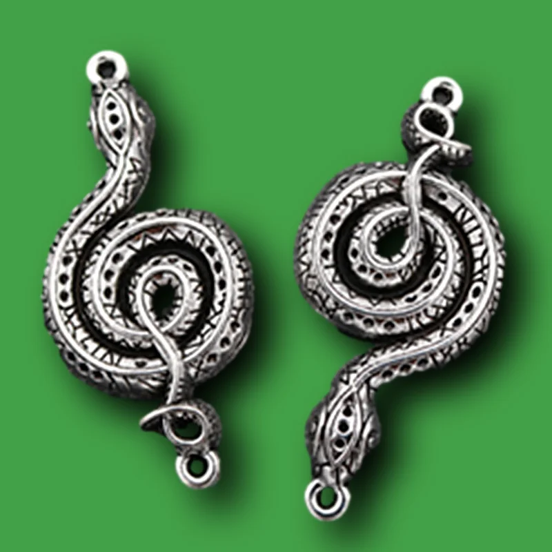 5pcs Silver Plated Rattlesnake Connectors Punk Necklace Bracelet Metal Accessories DIY Charms Jewelry Making 51 * 24 mm A494