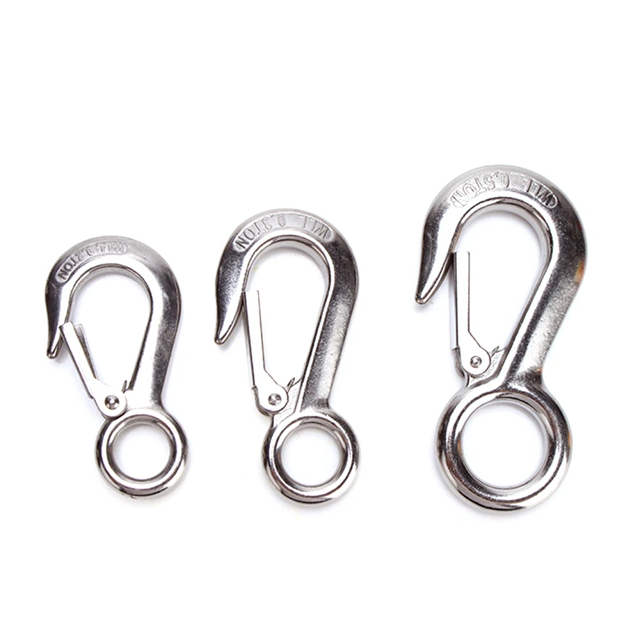 0.2T Fixed Eye Snap Cargo Hook With Safety Latch 304 Stainless Steel Rigging,J039