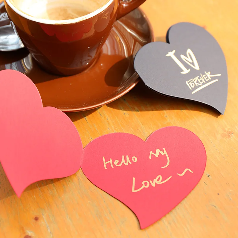 110x110mm Red/Black Heart Shape Writing Paper Card With Envelopes For Creative Gift Hot Stamping With Mini Paper Envelopes