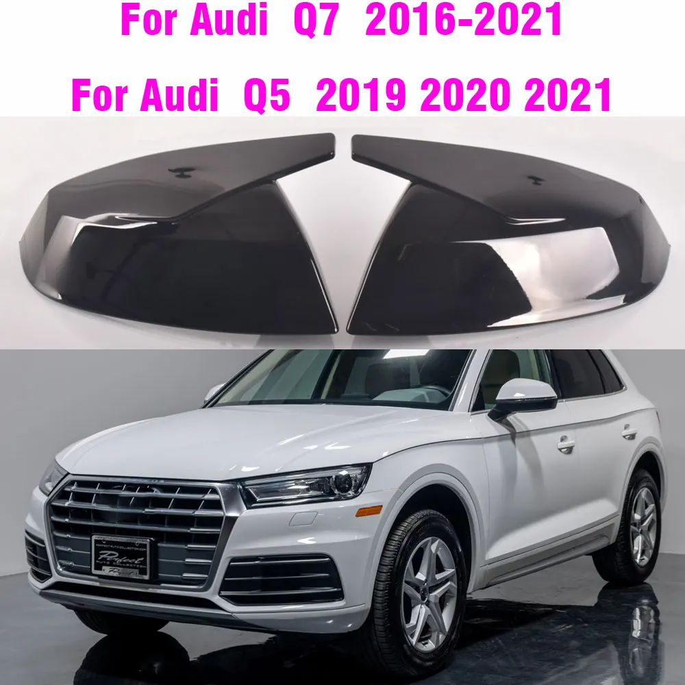 Gloss Black For Audi Q5 SQ5 Q7 SQ7 FY 4M Sline 2016-2021 Car Side Rear View Mirror  Trim Cover