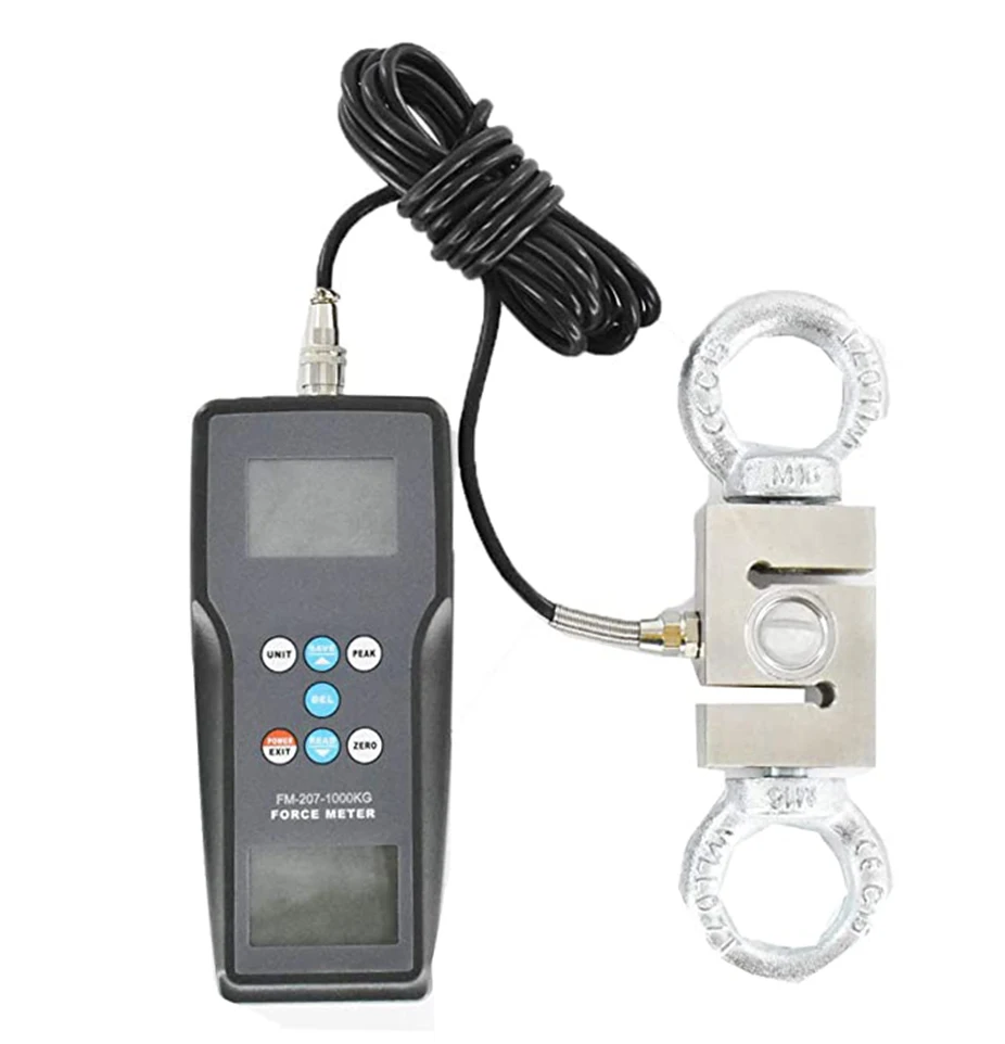 Force Gauge Push Pull Tester Meter with External Sensor Max Force Range 1000 kgf 9800N 2200 Lbf LCD Display Data Memory