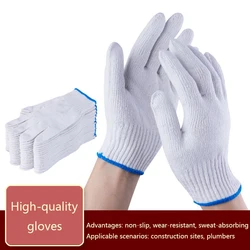 12 Pairs Of Labor Insurance Gloves Non-slip Wear-resistant Cotton Nylon Outdoor Construction Work Gloves