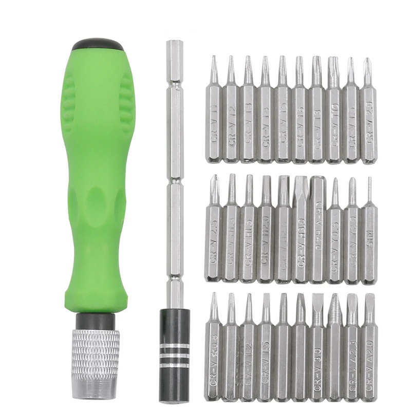 32 in 1 Multi-Purpose Precision Screwdriver Magnetic Bits Adjustable Extension Rod Non-slip Handle Repairing Hand Tools Set