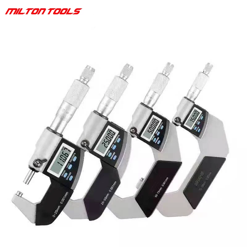 0.001mm Digital Outside Micrometer 0-25mm 25-50mm 50-75mm 75-100mm Electronic Micrometer Caliper Gauge Meter Micrometer Carbide