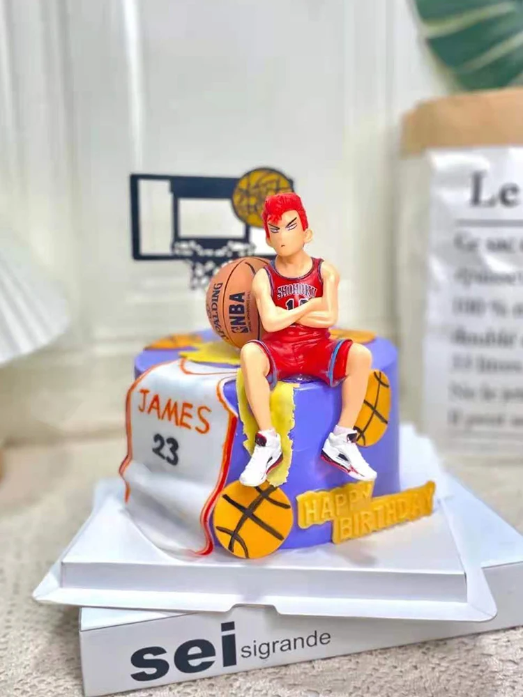 Tema del basket Buon compleanno Cupcake Topper Carino Sport Fans Cake Topper per ragazzi Festa di compleanno Dessert Decorazioni per torte Regalo