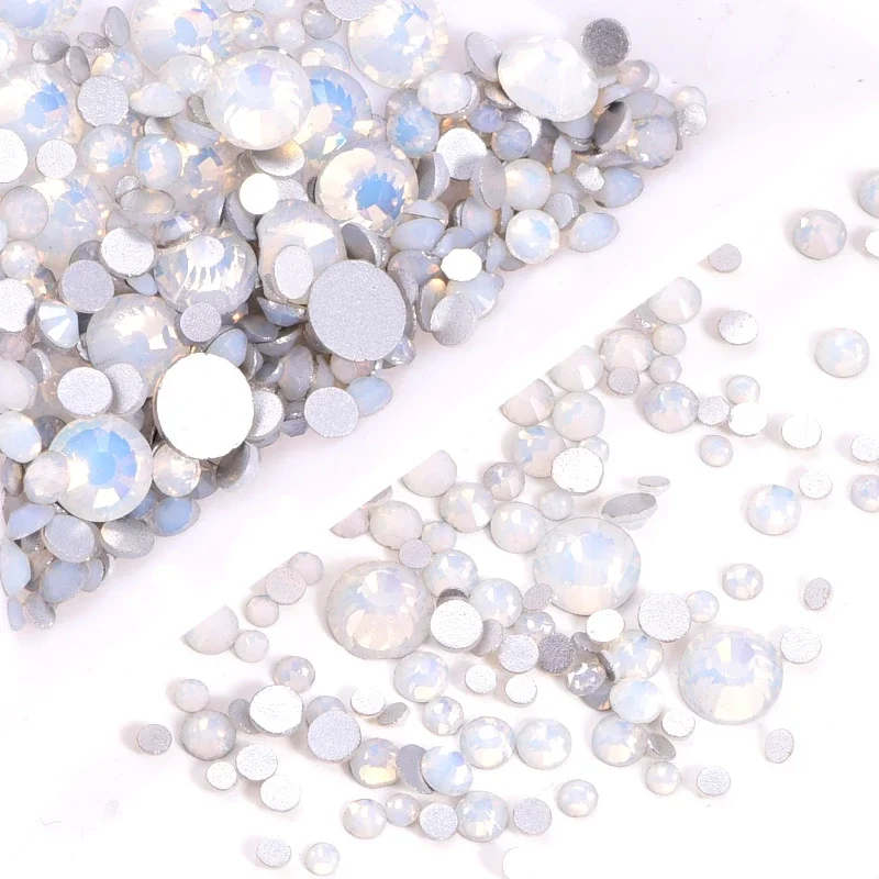 Swarovsky-diamantes de imitación para decoración de uñas, Color ópalo, mezcla de tamaños, sin fijación por calor, decoraciones de piedras de cristal, gemas brillantes, herramienta accesorio para decoración de uñas DIY
