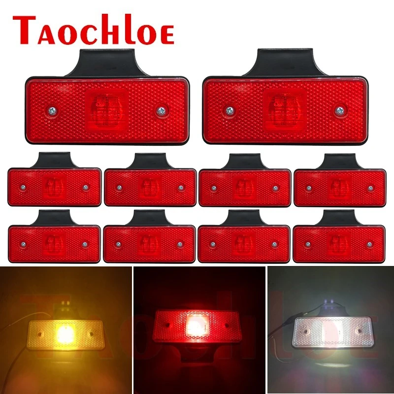 

10Pcs Truck Side Markers Tractor Turn Signal LED Trailer Clearance Lights Indicator Lamp Running Light Red White Amber 12V 24V